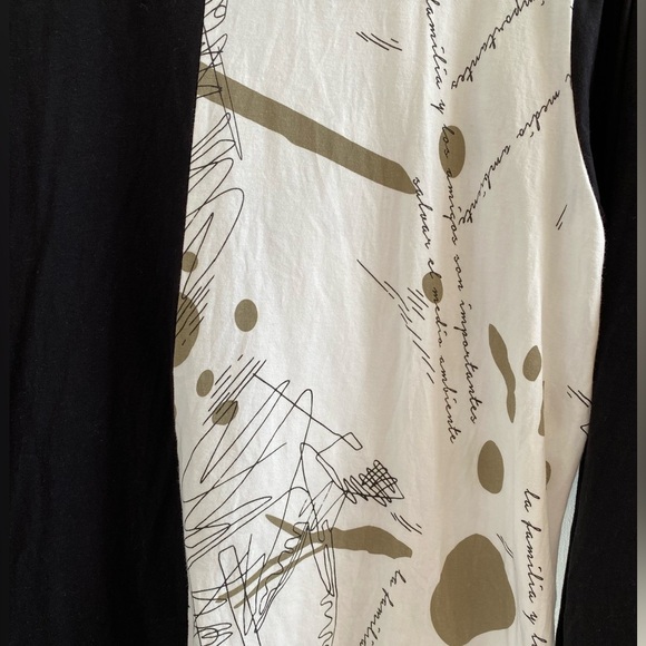 Parsley & Sage Black and White Abstract Lagenlook 3/4 Sleeves Blouse Size L - Picture 8 of 10